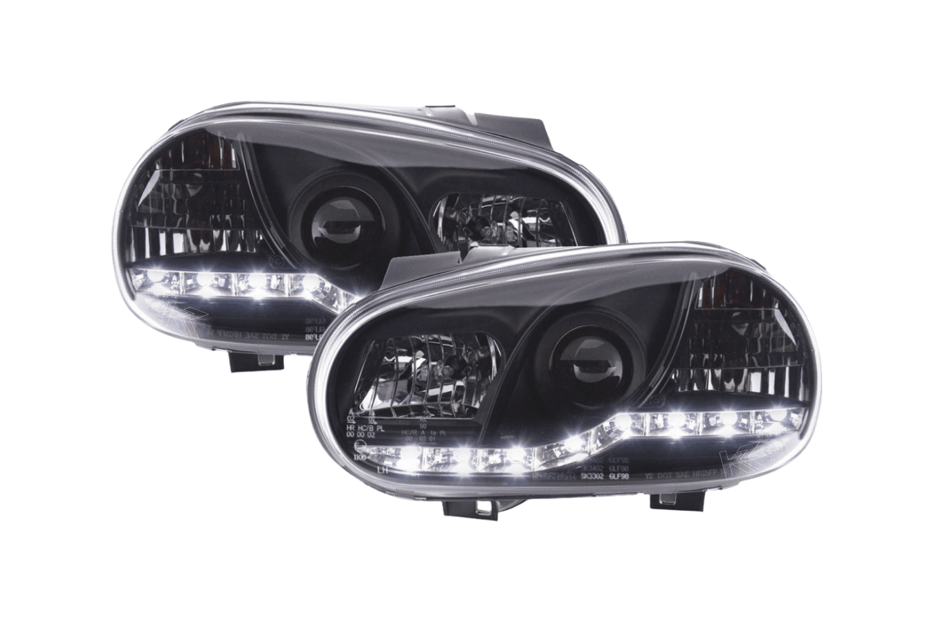 Volkswagen Golf 4 Black LED Headlights with Daytime Running Lights (1998 - 2003)