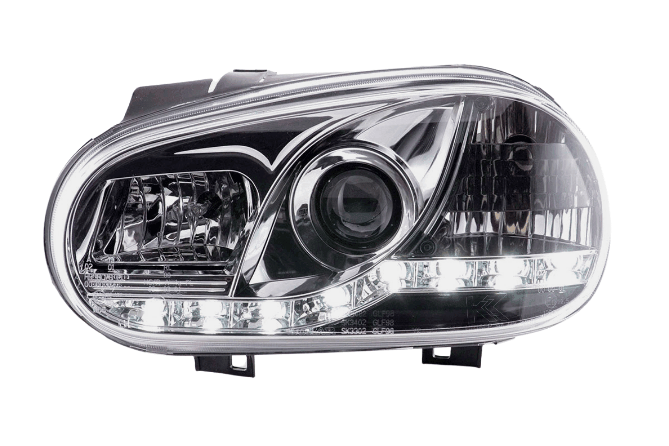 Volkswagen Golf 4 Chrome LED Headlights with Daytime Running Lights (1997 - 2003)