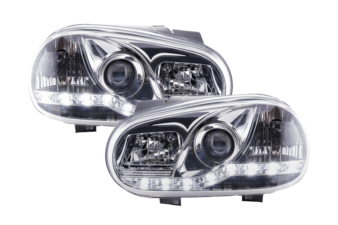 Volkswagen Golf 4 Chrome LED Headlights with Daytime Running Lights (1997 - 2003)