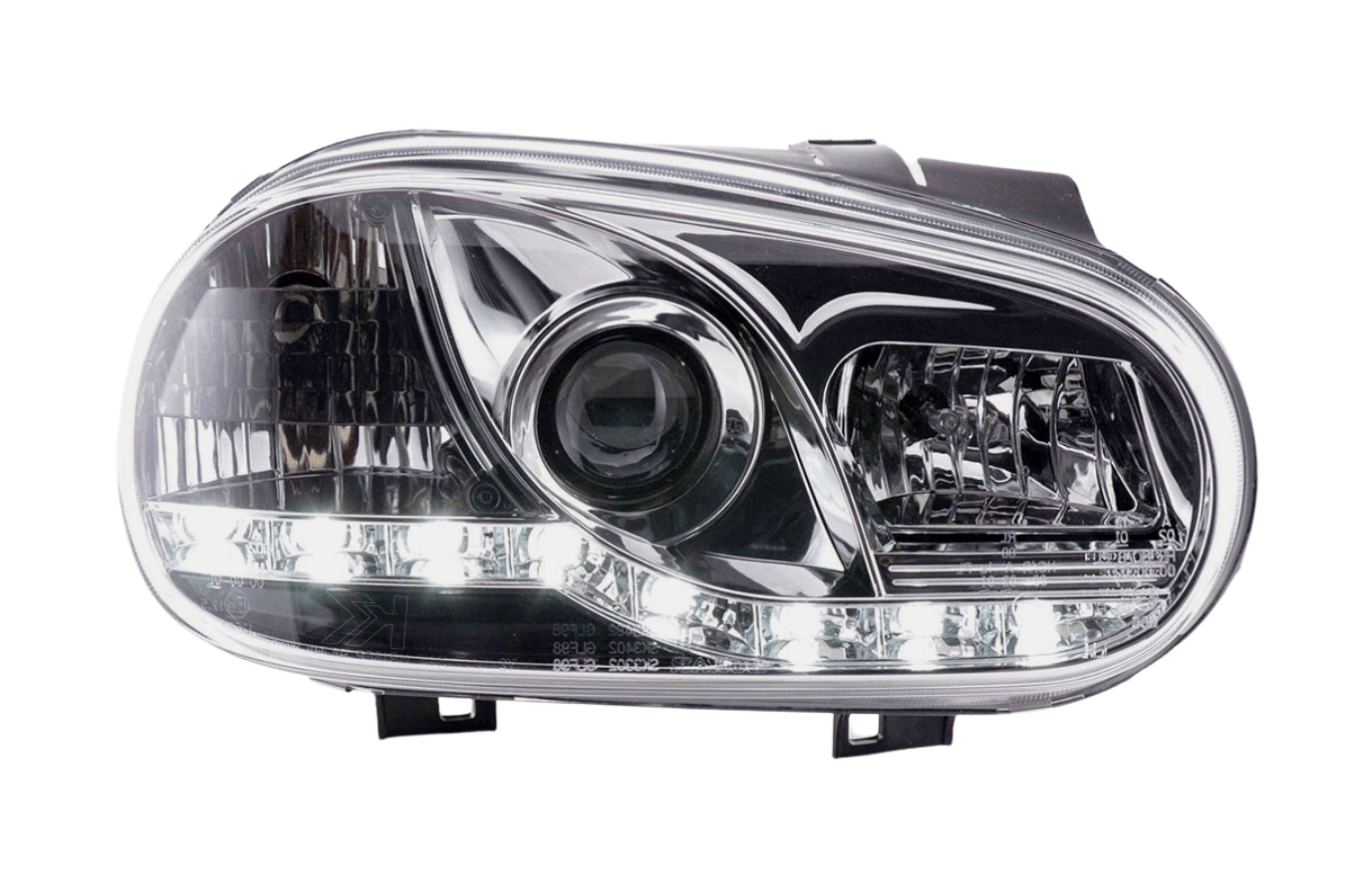 Volkswagen Golf 4 Chrome LED Headlights with Daytime Running Lights (1997 - 2003)