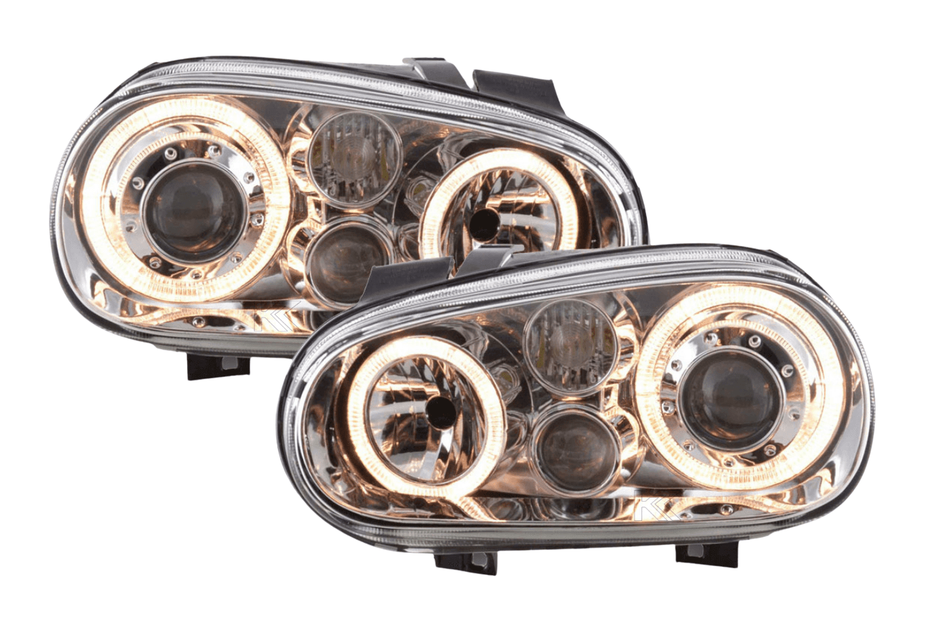 Volkswagen Golf 4 Type 1J Chrome Angel Eyes Headlights (1998-2003)