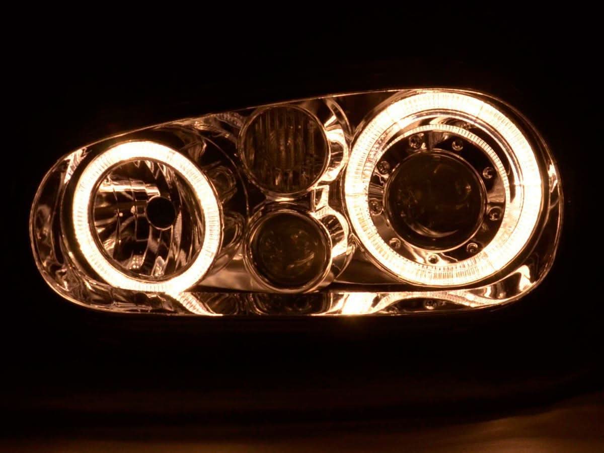 Volkswagen Golf 4 Type 1J Chrome Angel Eyes Headlights (1998-2003)