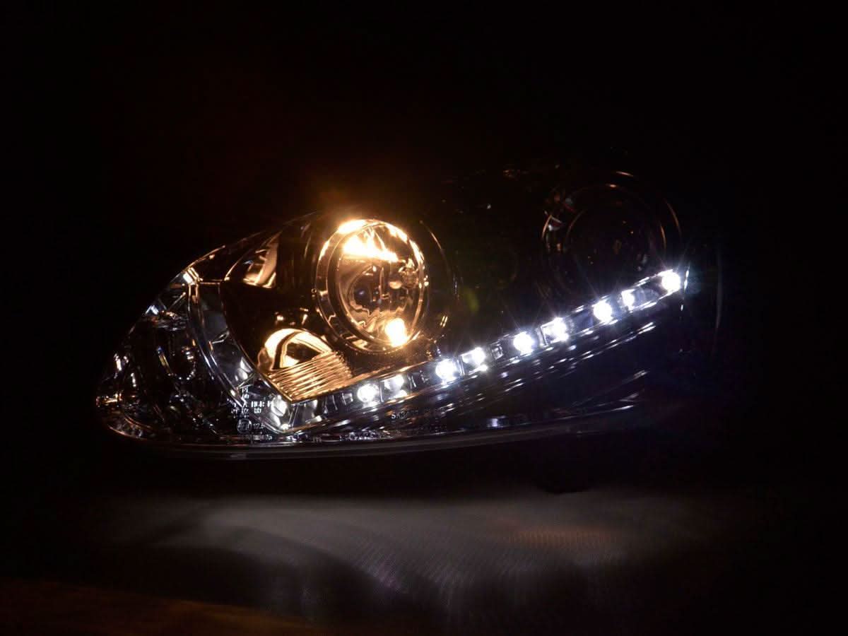 Volkswagen Golf 5 Chrome LED Headlights with Daytime Running Lights (2003 - 2008)