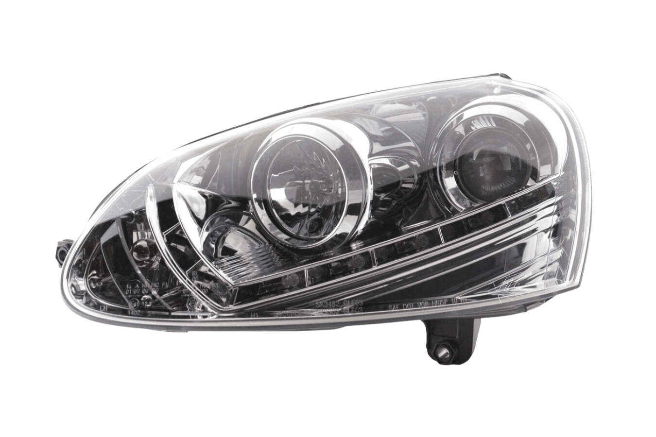 Volkswagen Golf 5 Chrome LED Headlights with Daytime Running Lights (2003 - 2008) - With R87 approval