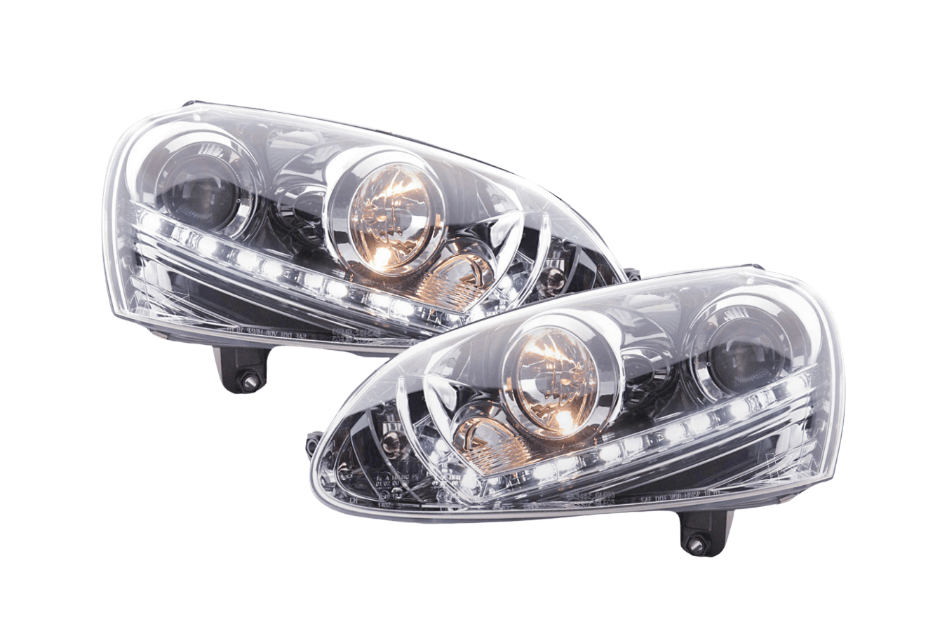 Volkswagen Golf 5 Chrome LED Headlights with Daytime Running Lights (2003 - 2008) - With R87 approval