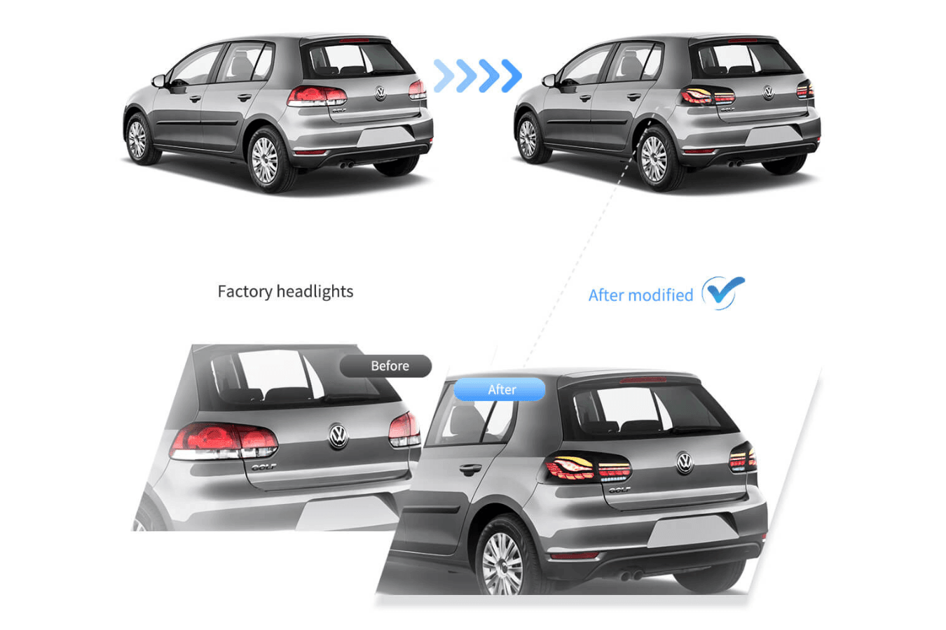 Volkswagen Golf MK6 Smoke and Red Dynamic Lighting OLED Taillights (2008 - 2014)