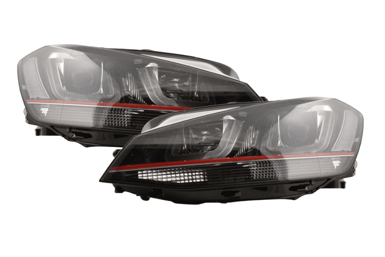 Volkswagen Golf Mk7 Black LED Headlights - R Style Red (12-17)