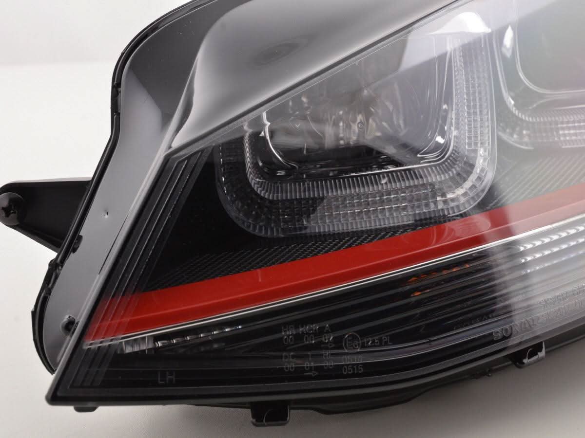 Volkswagen Golf Mk7 Black LED Headlights - R Style Red (12-17)