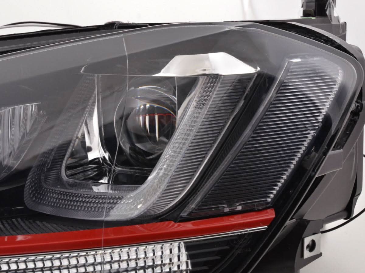 Volkswagen Golf Mk7 Black LED Headlights - R Style Red (12-17)