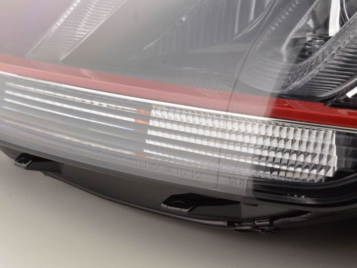 Volkswagen Golf Mk7 Black LED Headlights - R Style Red (12-17)