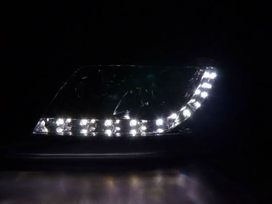 Volkswagen Passat (B5 / 3BG) Chrome LED Headlights with Daytime Running Lights (2000 - 2005)