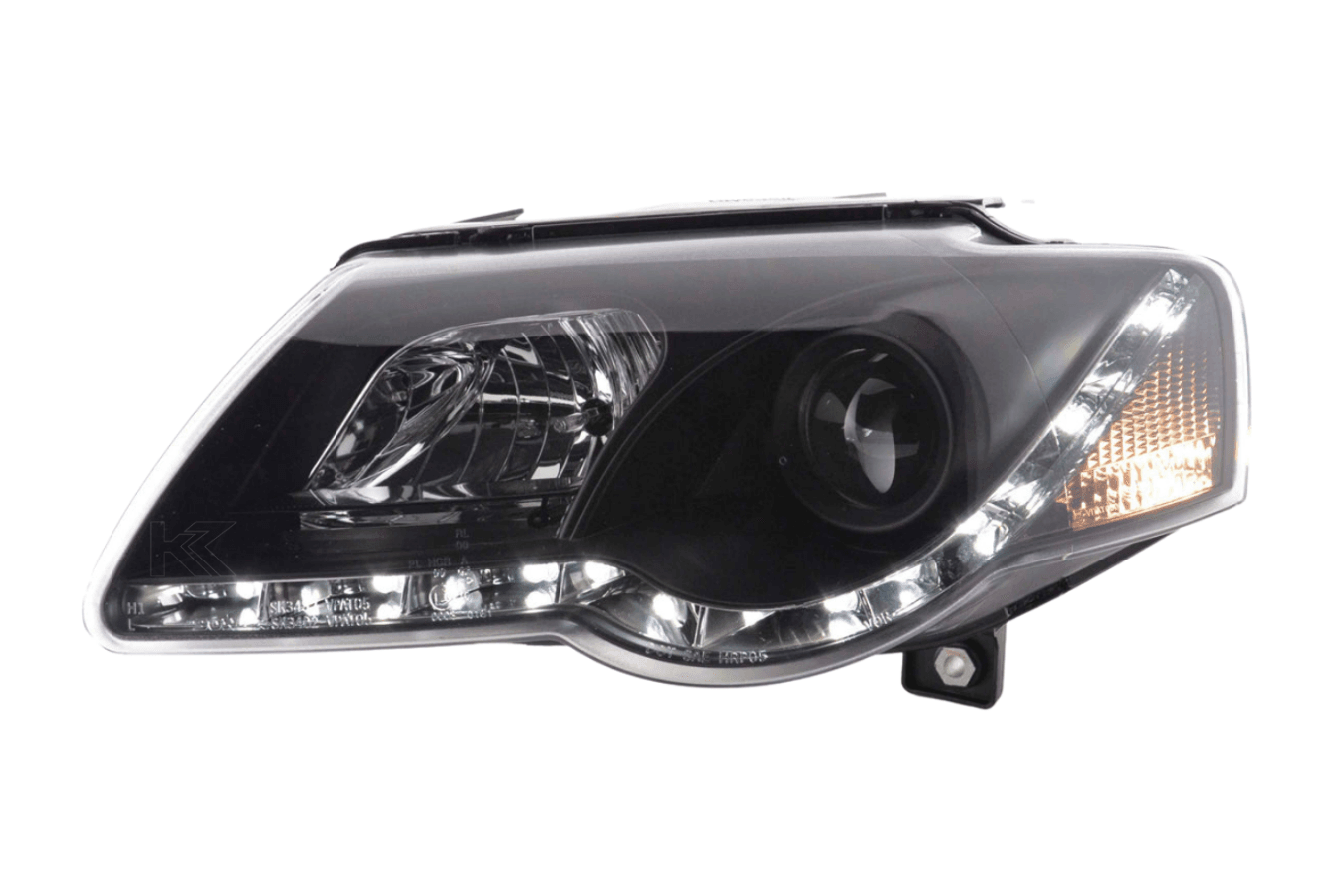 Volkswagen Passat (B6 / 3C) Black LED Headlights with Daytime Running Lights (2005 - 2010)