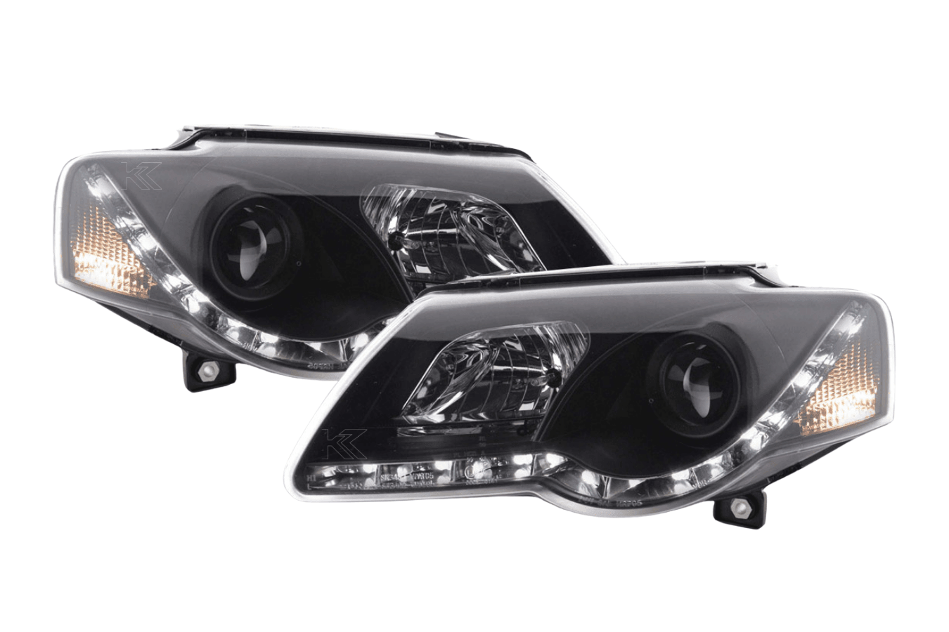 Volkswagen Passat (B6 / 3C) Black LED Headlights with Daytime Running Lights (2005 - 2010)