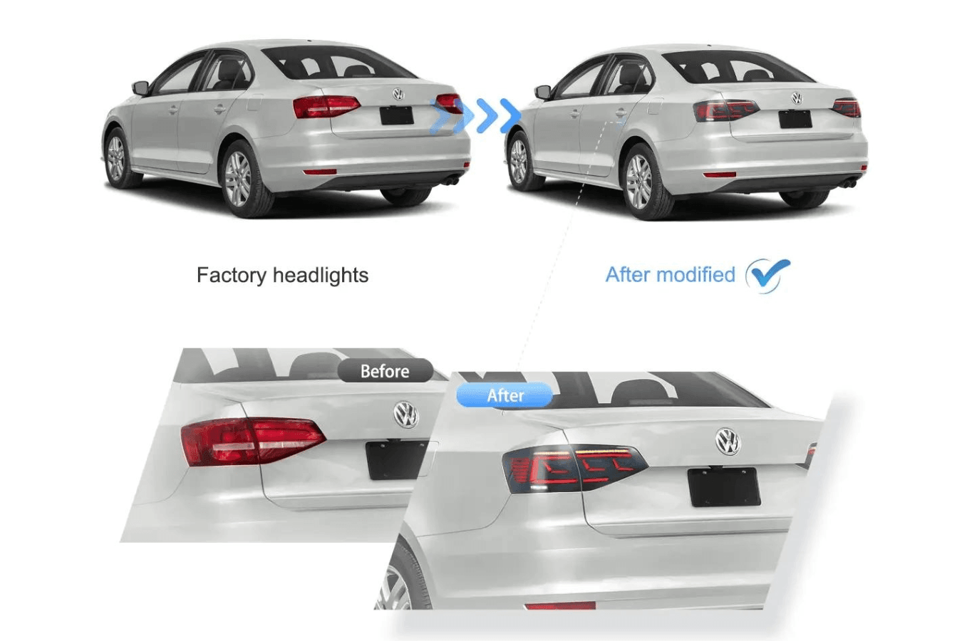 VW Jetta 6th Gen (A6) Dynamic LED Tail Lights 2015-2018