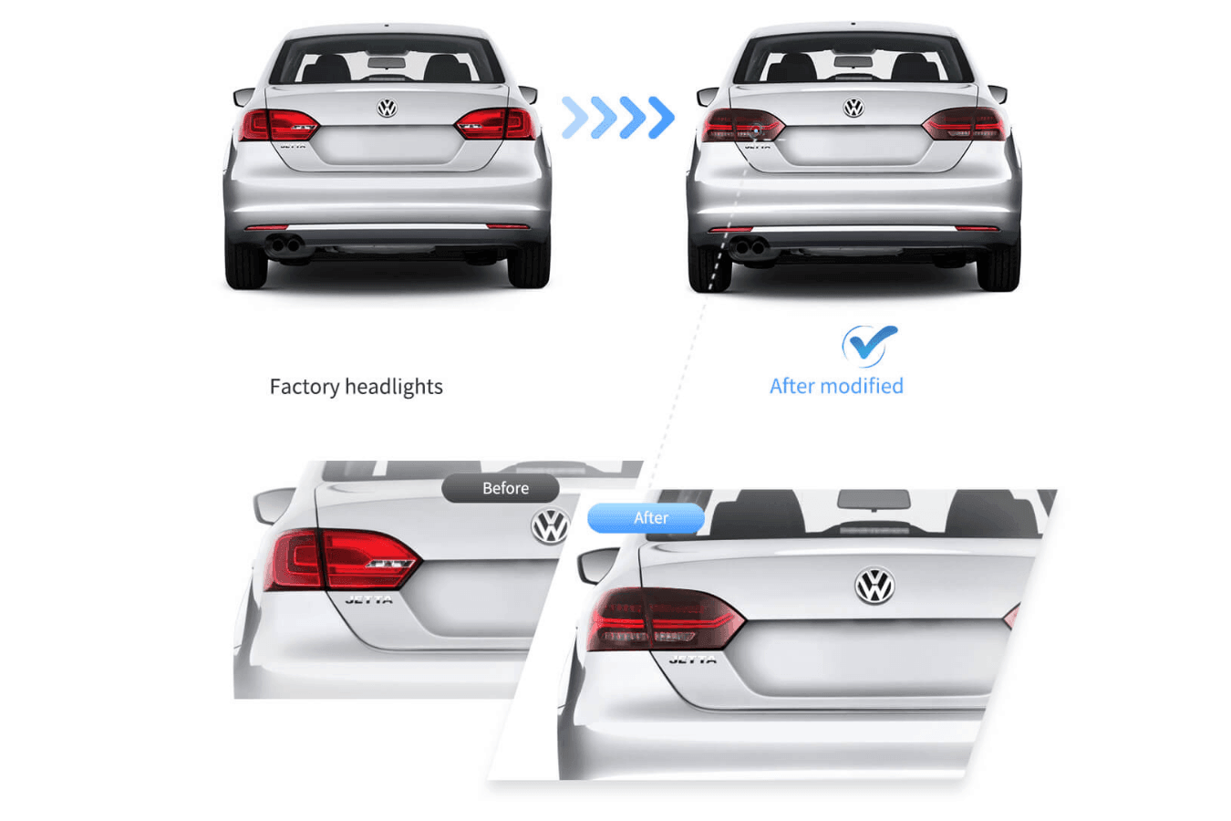 VW Jetta/Sagitar 6th Gen (A6) LED Tail Lights 2011-2014