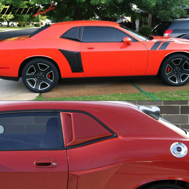 2008-2023 Dodge Challenger Unpainted Rear Window Louver Side Vent ABS