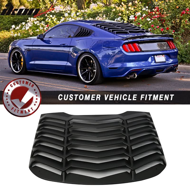 2015-2023Â Ford Mustang IKON Black Rear Window Louver Cover ABS